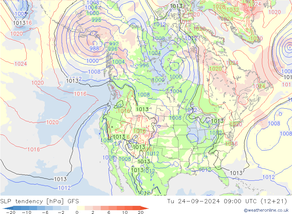 SLP tendency GFS Ter 24.09.2024 09 UTC