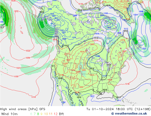 High wind areas GFS Tu 01.10.2024 18 UTC