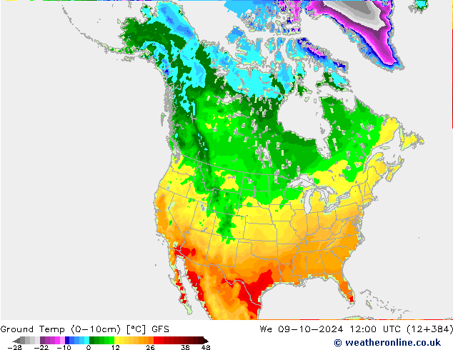 Temp. 10cm GFS wo 09.10.2024 12 UTC