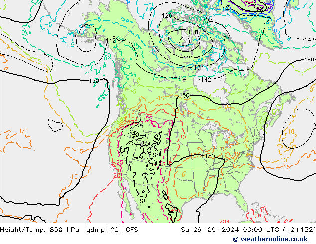 Z500/Rain (+SLP)/Z850 GFS  29.09.2024 00 UTC