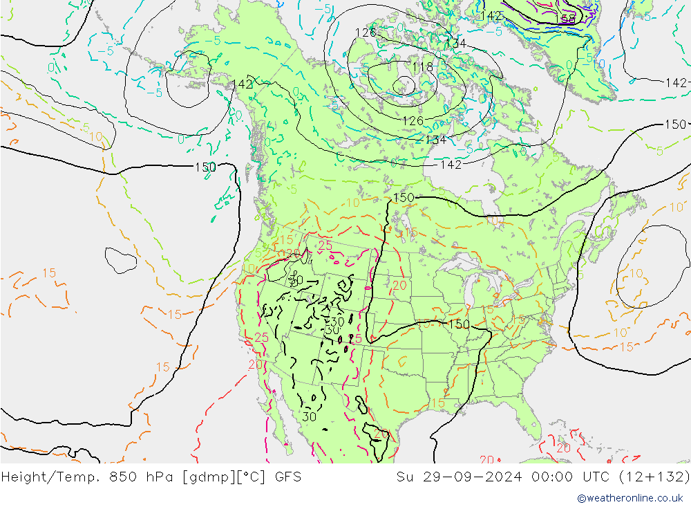 Z500/Rain (+SLP)/Z850 GFS  29.09.2024 00 UTC