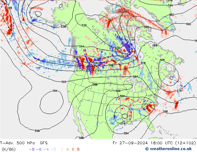 T-Adv. 500 hPa GFS Fr 27.09.2024 18 UTC