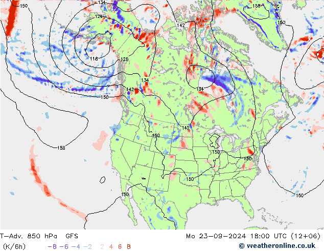 T-Adv. 850 hPa GFS Mo 23.09.2024 18 UTC