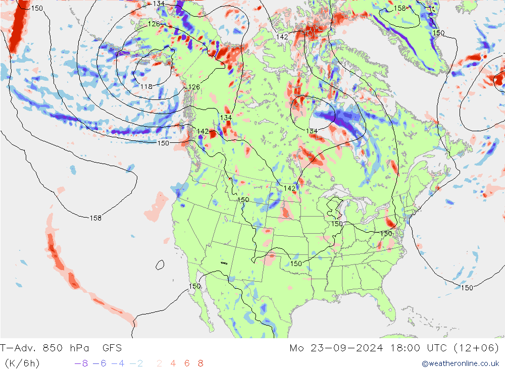 T-Adv. 850 hPa GFS  23.09.2024 18 UTC