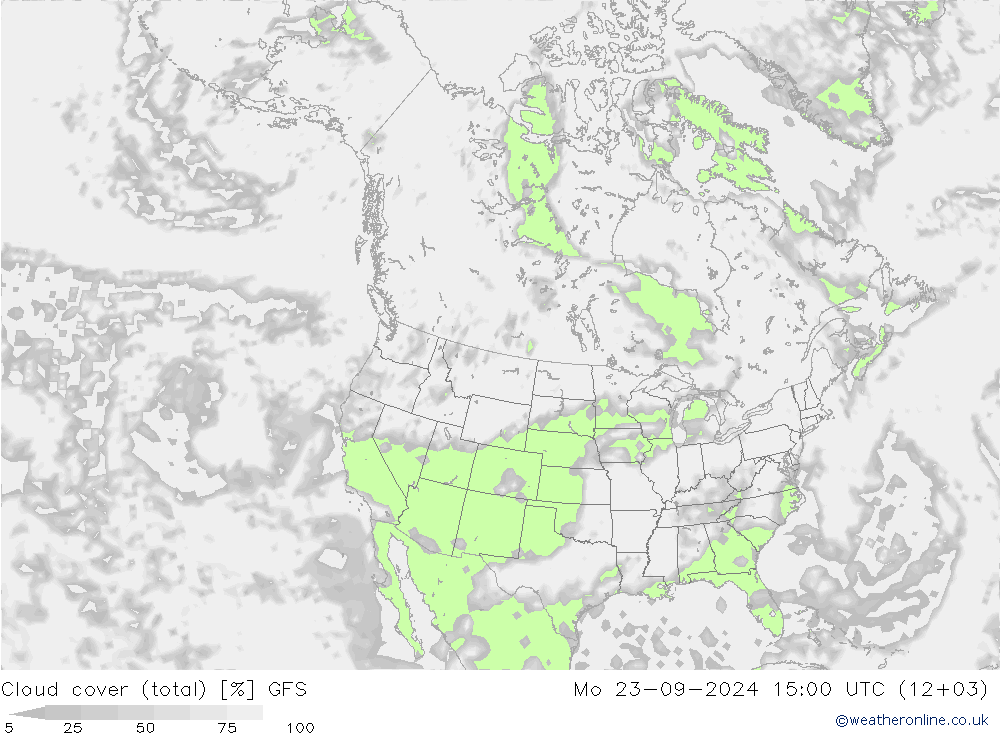 Nubi (totali) GFS lun 23.09.2024 15 UTC