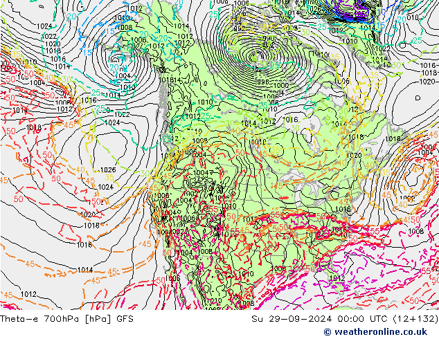 Theta-e 700hPa GFS Su 29.09.2024 00 UTC