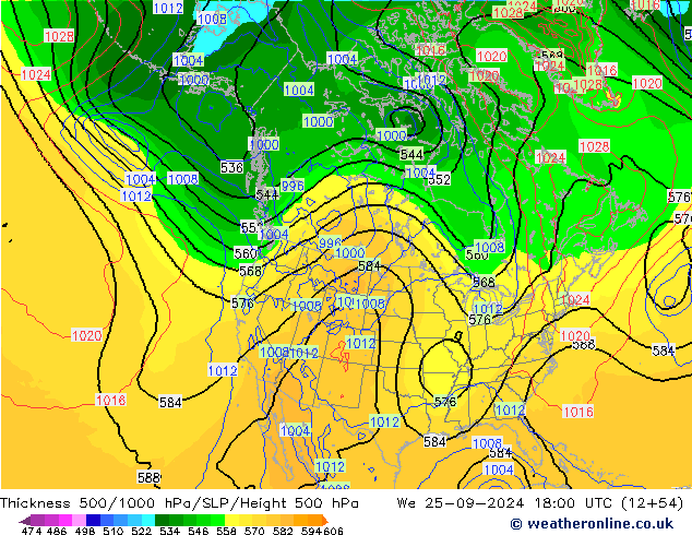 Schichtdicke 500-1000 hPa GFS Mi 25.09.2024 18 UTC