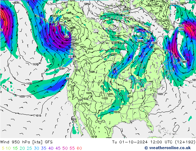  950 hPa GFS  01.10.2024 12 UTC