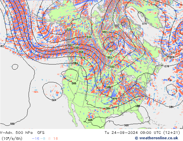 V-Adv. 500 hPa GFS mar 24.09.2024 09 UTC