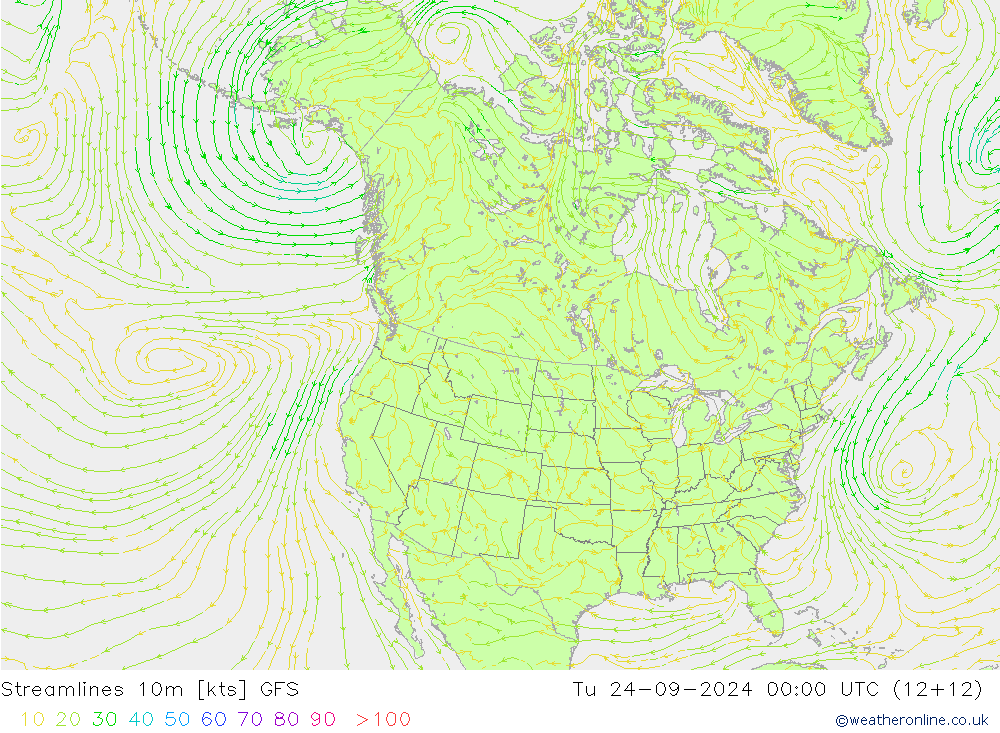 Streamlines 10m GFS Tu 24.09.2024 00 UTC