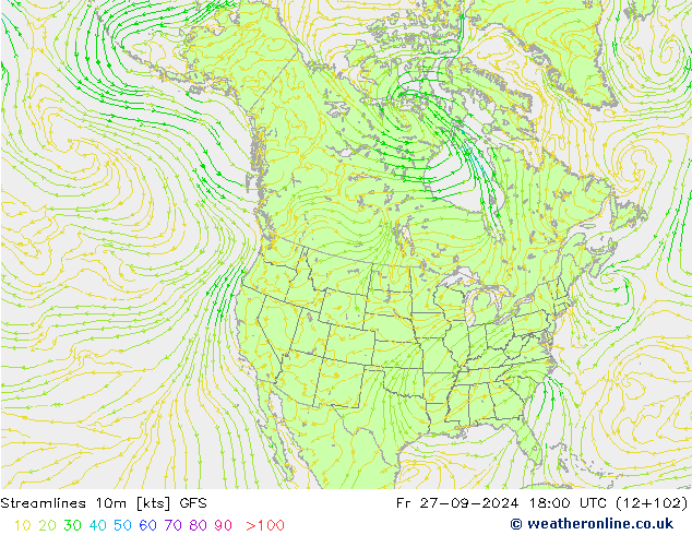 Streamlines 10m GFS September 2024