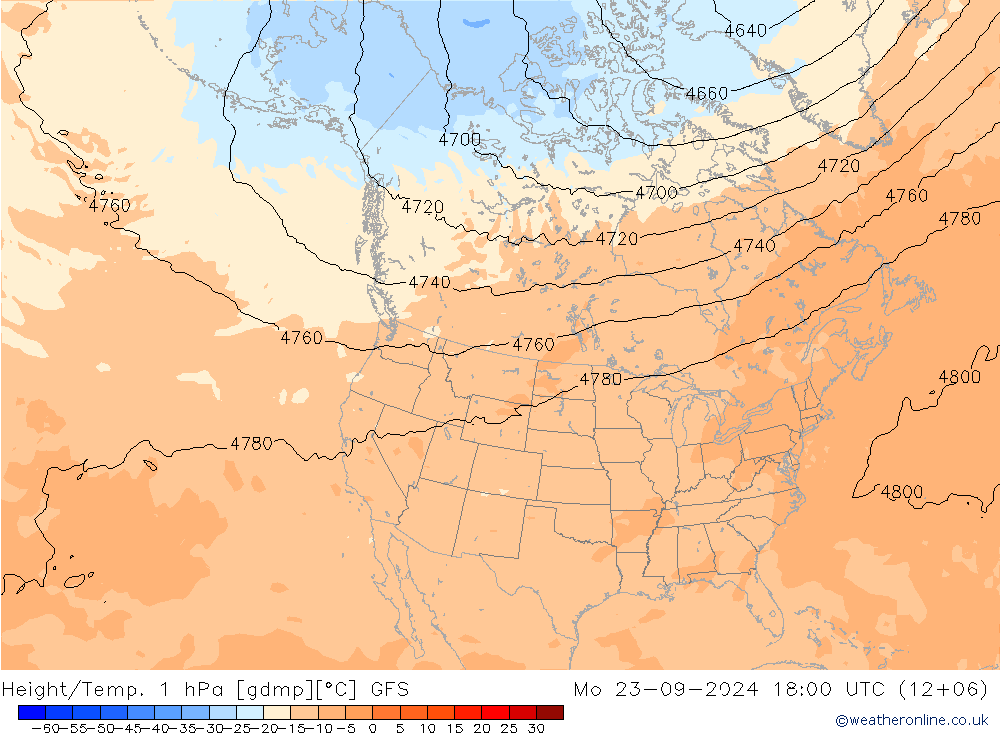 Height/Temp. 1 hPa GFS Mo 23.09.2024 18 UTC