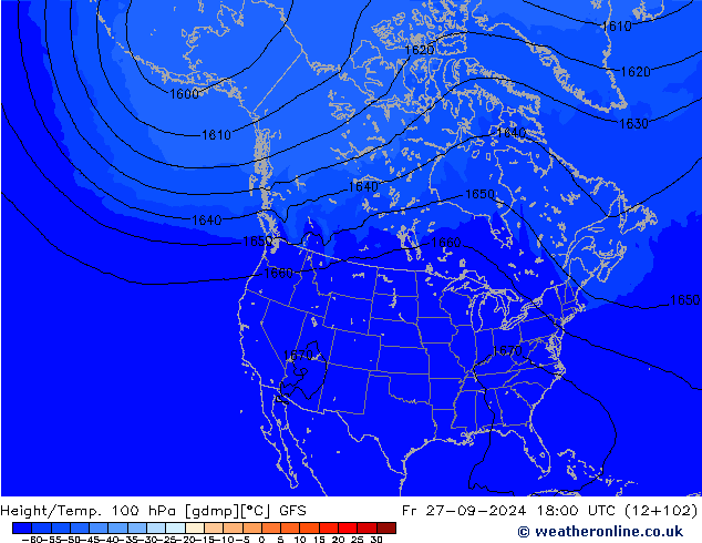 Height/Temp. 100 hPa GFS Fr 27.09.2024 18 UTC