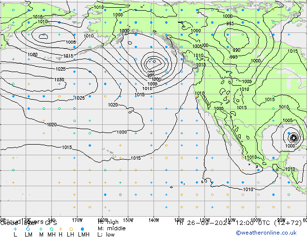 Chmura warstwa GFS czw. 26.09.2024 12 UTC