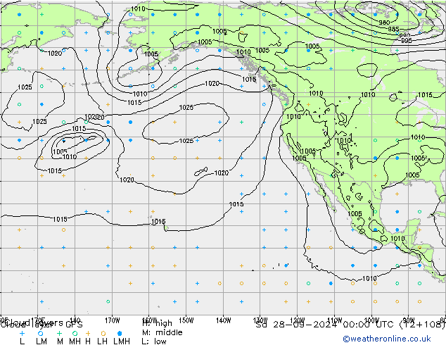 Cloud layer GFS Sa 28.09.2024 00 UTC