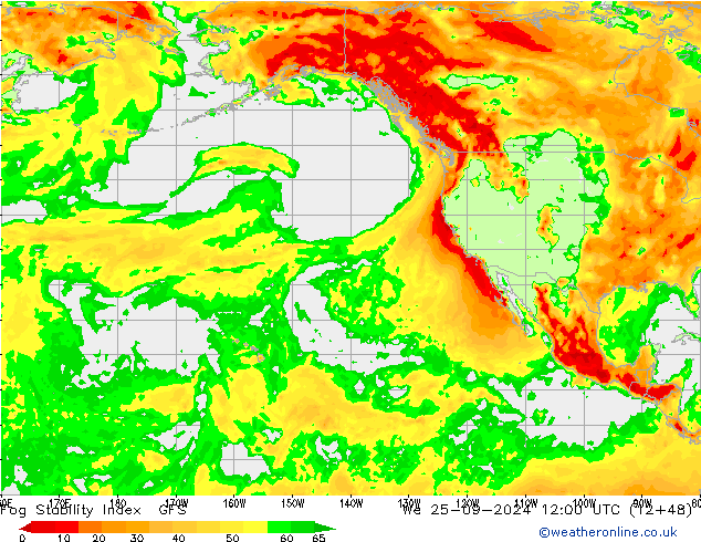 Fog Stability Index GFS We 25.09.2024 12 UTC