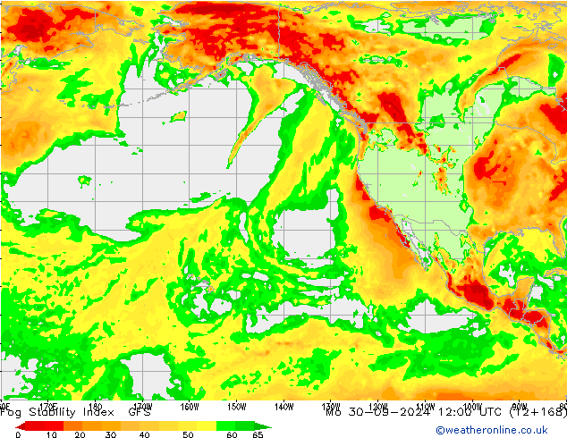 Fog Stability Index GFS пн 30.09.2024 12 UTC