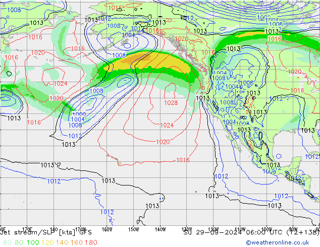 Prąd strumieniowy GFS nie. 29.09.2024 06 UTC