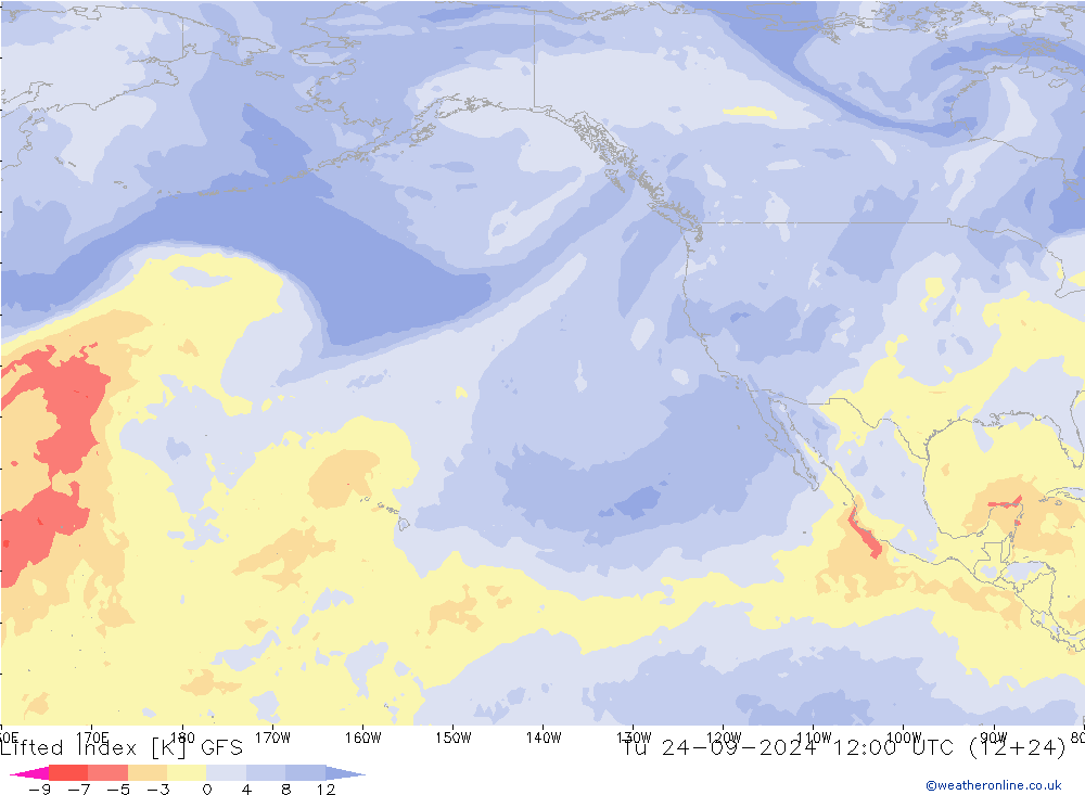 Lifted Index GFS mar 24.09.2024 12 UTC