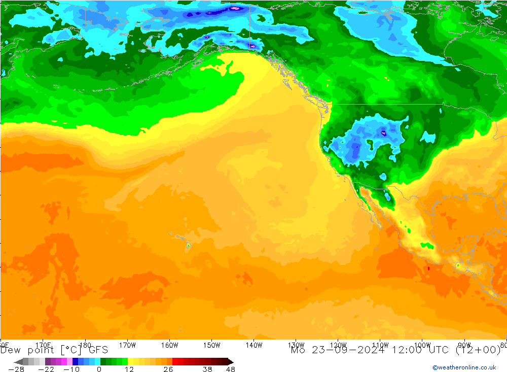 Punto di rugiada GFS lun 23.09.2024 12 UTC