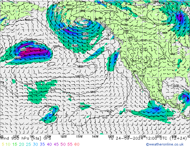 Viento 950 hPa GFS mar 24.09.2024 12 UTC