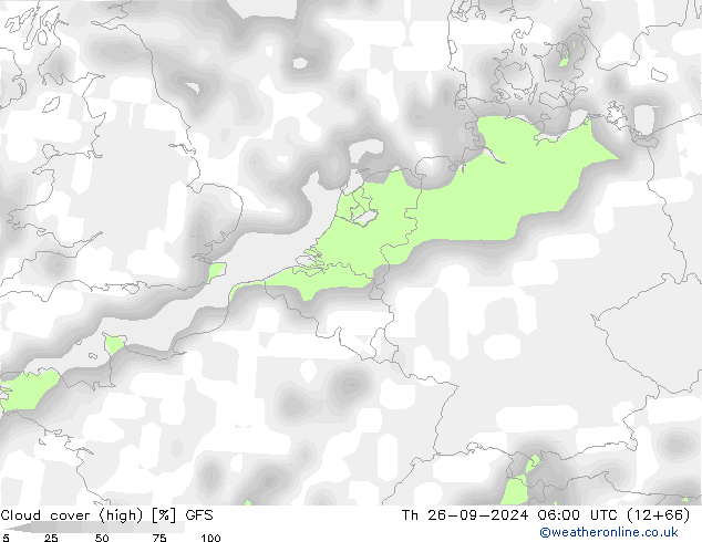 Nuages (élevé) GFS jeu 26.09.2024 06 UTC