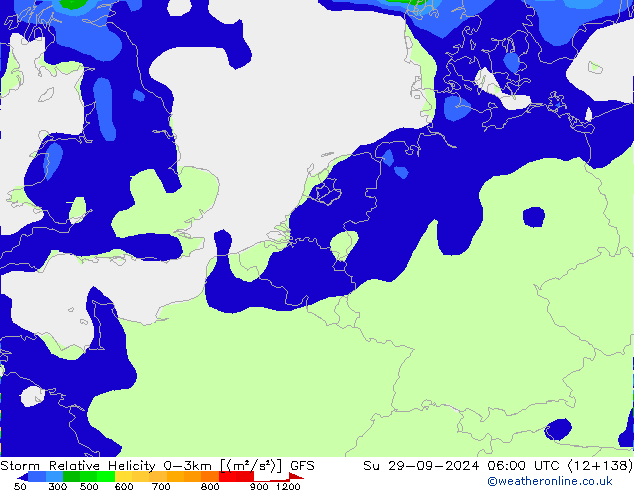 Storm Relative Helicity GFS  29.09.2024 06 UTC