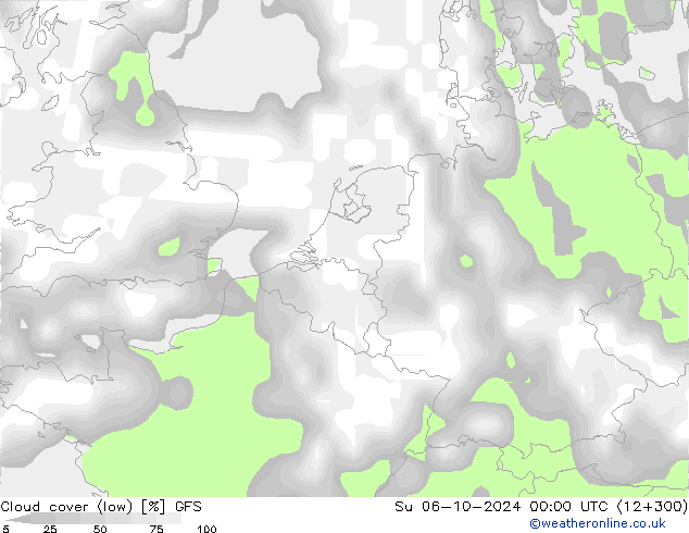 облака (низкий) GFS Вс 06.10.2024 00 UTC