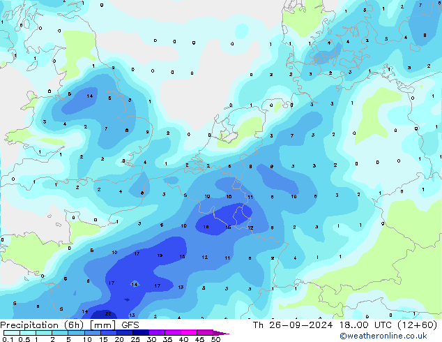 Precipitazione (6h) GFS gio 26.09.2024 00 UTC