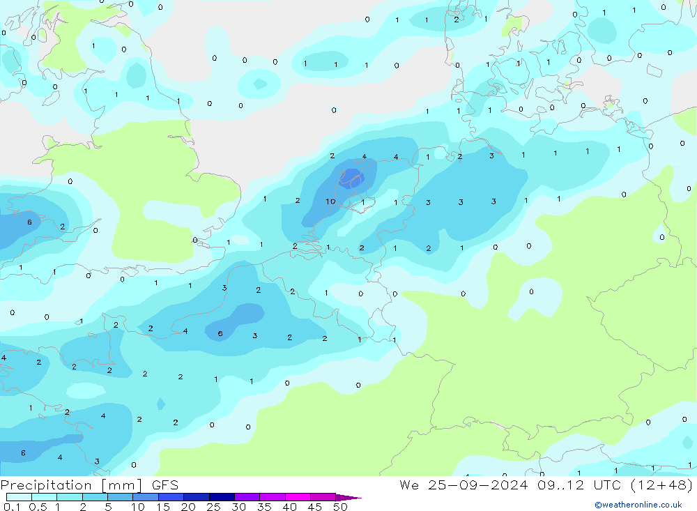 Precipitación GFS mié 25.09.2024 12 UTC