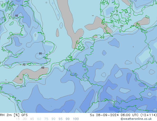 RH 2m GFS Sa 28.09.2024 06 UTC