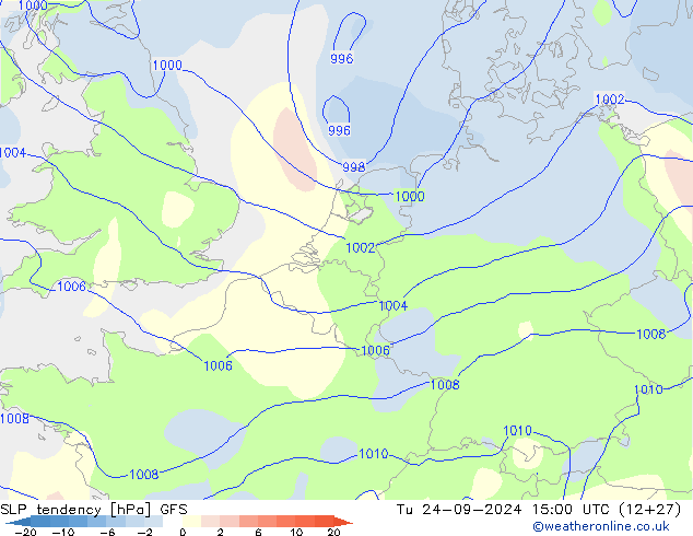 SLP tendency GFS Tu 24.09.2024 15 UTC