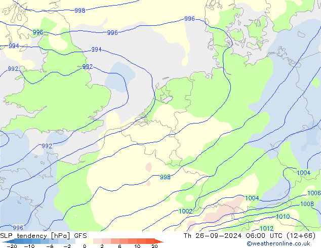 SLP tendency GFS Th 26.09.2024 06 UTC