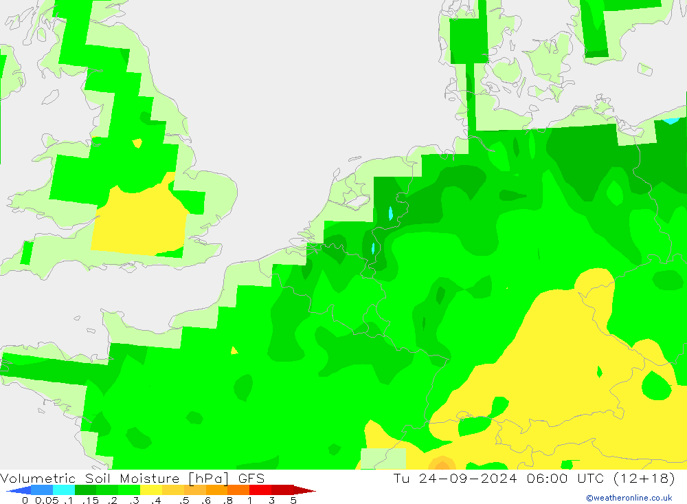 Volumetric Soil Moisture GFS  24.09.2024 06 UTC