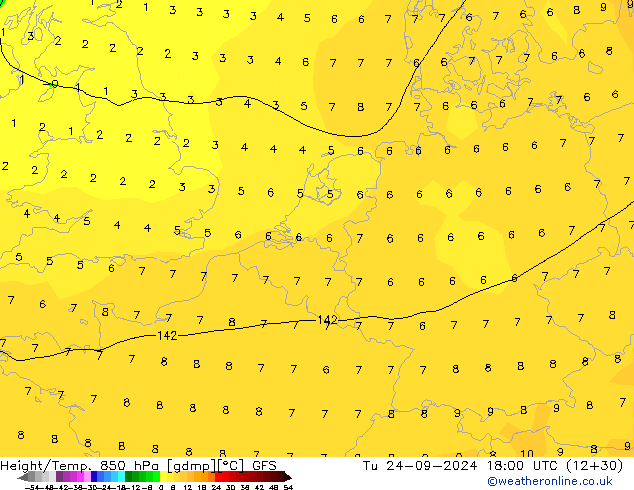 Z500/Regen(+SLP)/Z850 GFS di 24.09.2024 18 UTC