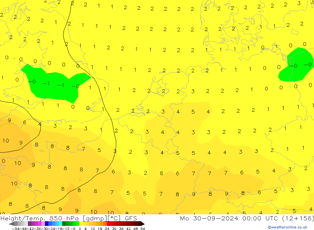 Z500/Rain (+SLP)/Z850 GFS Po 30.09.2024 00 UTC