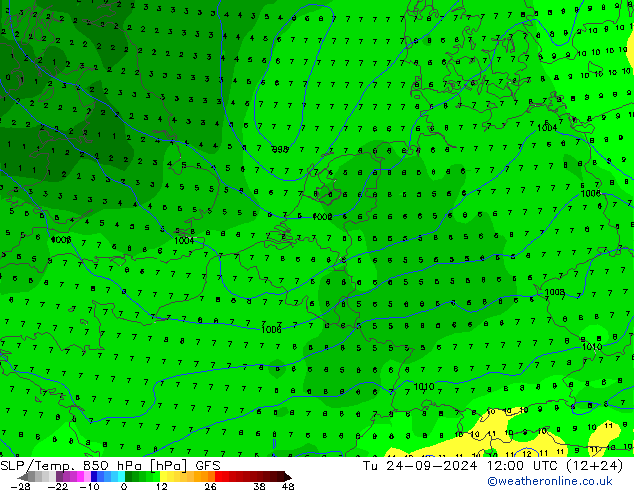 SLP/Temp. 850 hPa GFS septiembre 2024