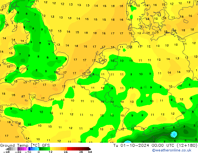 Ground Temp GFS Tu 01.10.2024 00 UTC