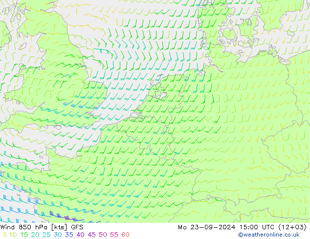 Wind 850 hPa GFS Po 23.09.2024 15 UTC