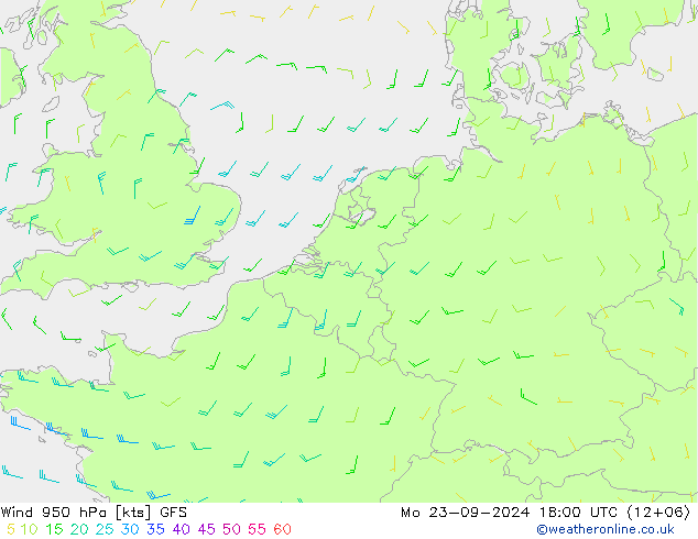 Wind 950 hPa GFS Mo 23.09.2024 18 UTC