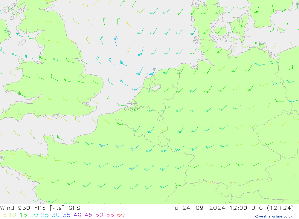 Vento 950 hPa GFS Ter 24.09.2024 12 UTC