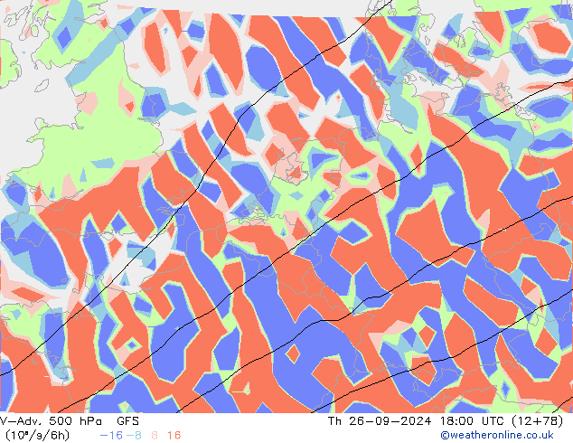 V-Adv. 500 hPa GFS jue 26.09.2024 18 UTC