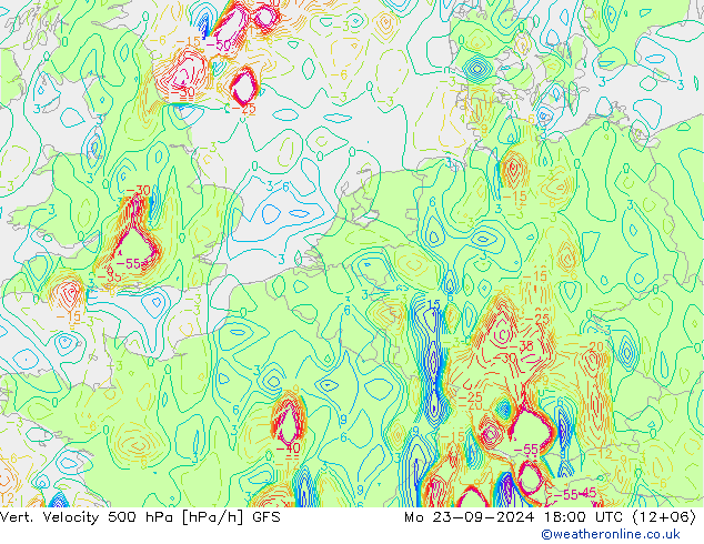 Vert. Velocity 500 hPa GFS Mo 23.09.2024 18 UTC