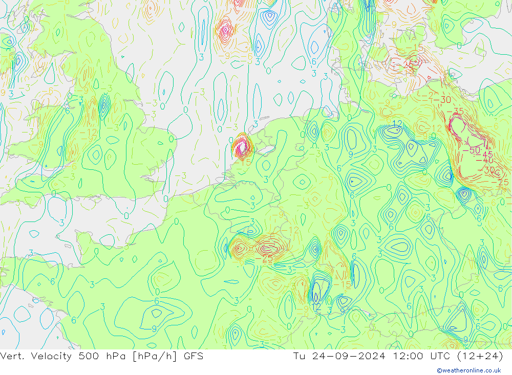 Vert. Velocity 500 hPa GFS Tu 24.09.2024 12 UTC