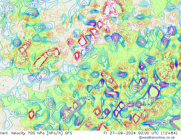 700 hPa Dikey Hız GFS Cu 27.09.2024 00 UTC