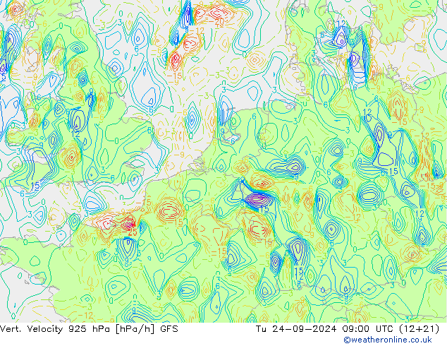 Vert. Velocity 925 гПа GFS вт 24.09.2024 09 UTC