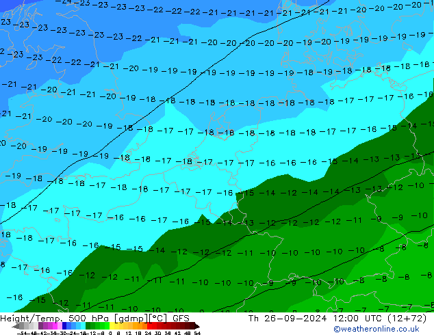 Yükseklik/Sıc. 500 hPa GFS Per 26.09.2024 12 UTC