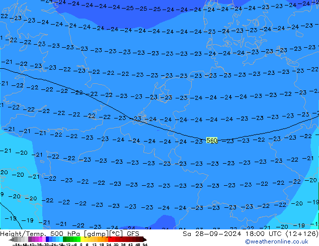 Z500/Rain (+SLP)/Z850 GFS Sa 28.09.2024 18 UTC