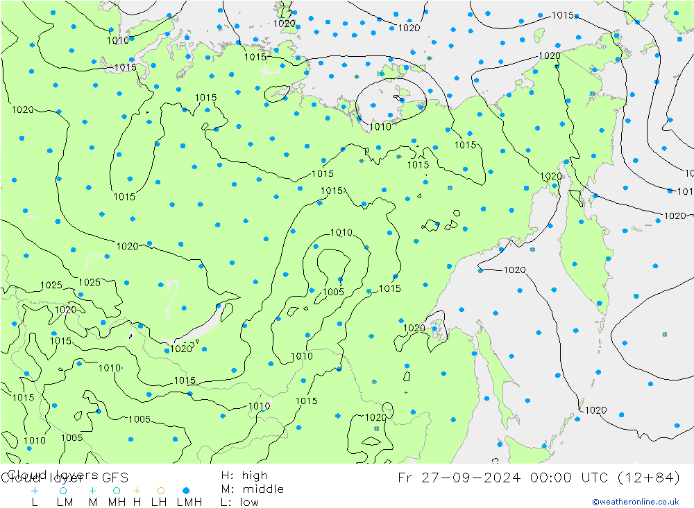 Cloud layer GFS пт 27.09.2024 00 UTC