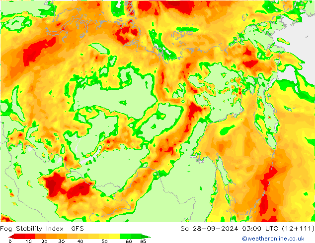 Fog Stability Index GFS Sa 28.09.2024 03 UTC